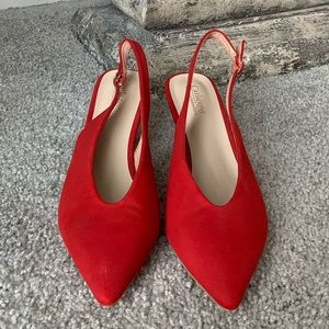 NWOT Red Suede Pinces Kitten Heel Pump
